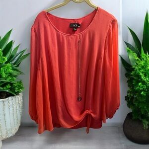 AGB Coral Blouse - Women's Size L | Flowy Top with Included Necklace